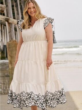 Torrid Black & White Belle Isle Tiered Maxi Dress - New - Size 16